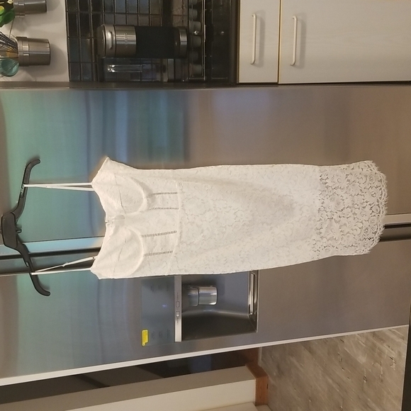 💕DRESS THE POPULATION💕 Jayleen Floral Lace Midi Dress ~ Off White XL NWT - Picture 1 of 11